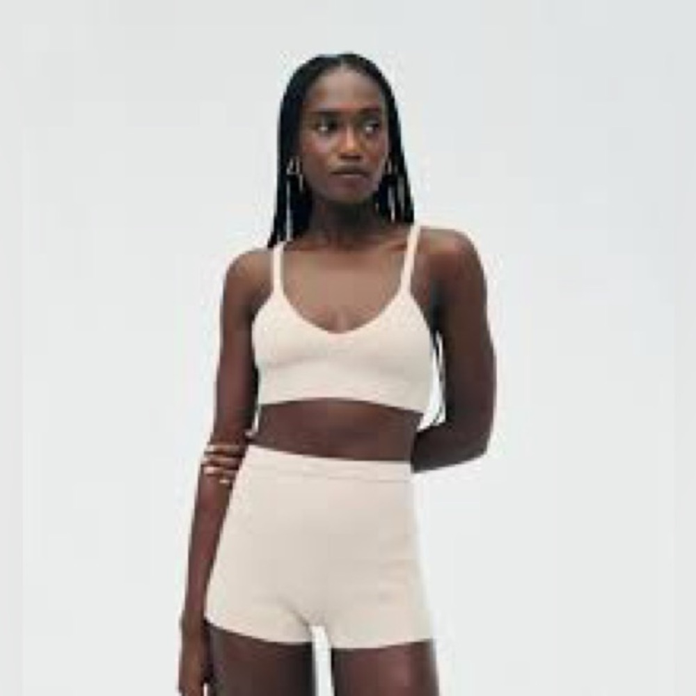 NWT NAADAM Cashmere Ribbed Seamless Bralette, Oatmeal, XXL